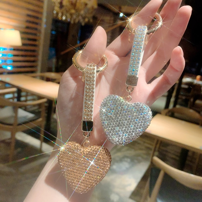 Wholesale Diamond Inlaid Clay Peach Heart Keychains